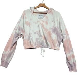 Hollister Tie Dye Vneck Cropped Long Sleeve Hoodie Size Small